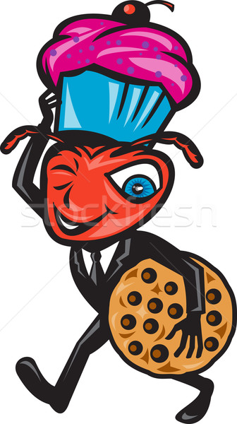 Male Ant Carrying Cupcake and Cookie Stock photo © patrimonio