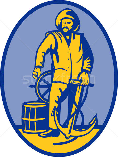 Fisherman ship captain at the wheel Stock photo © patrimonio