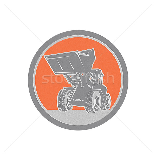 Metallic Front End Loader Digger Excavator Circle Retro Stock photo © patrimonio