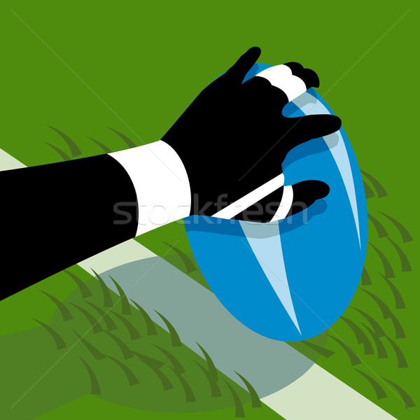 Rögbilabda kéz illusztráció mező zöld sportok Stock fotó © patrimonio