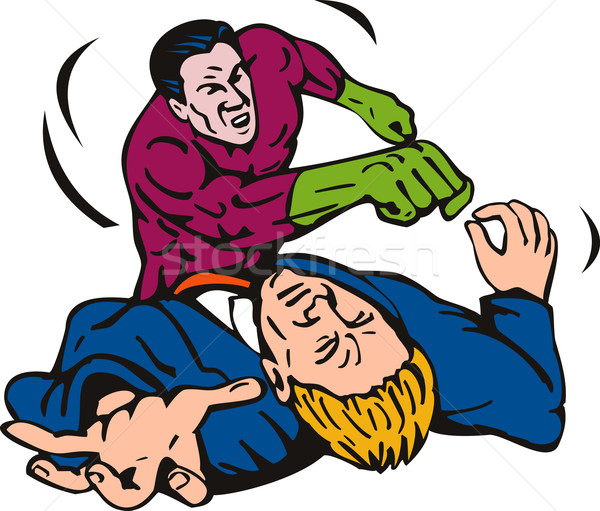cartoon super hero running punching Stock photo © patrimonio