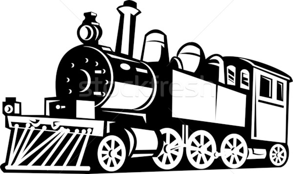 Vintage vapor trem locomotiva ilustração preto e branco Foto stock © patrimonio