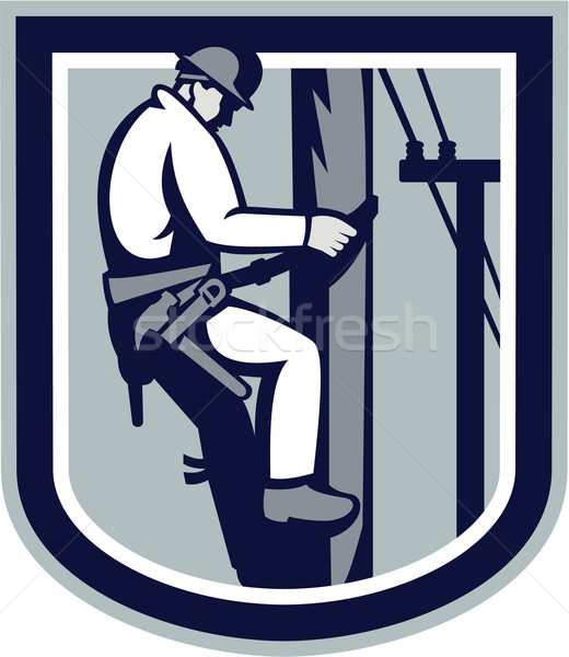 Power Lineman Telephone Repairman Electrician Retro Stock photo © patrimonio
