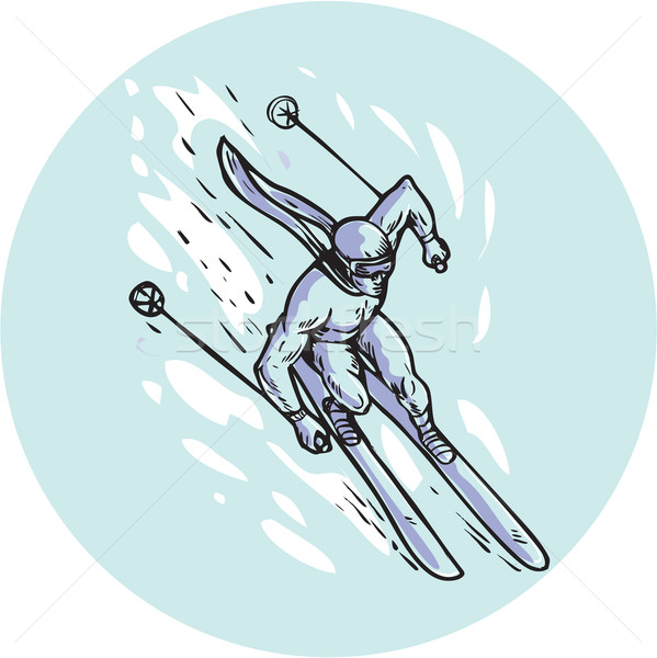 Skiing Slalom Circle Etching Stock photo © patrimonio
