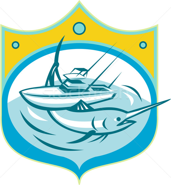 Blue Marlin Charter Fishing Boat Retro Stock photo © patrimonio