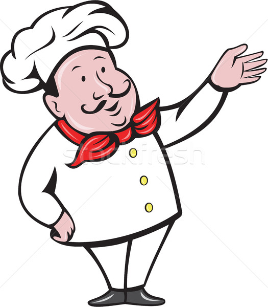 French Chef Welcome Greeting Cartoon Stock photo © patrimonio