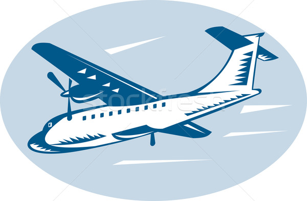 Elice avion ilustrare albastru plan retro Imagine de stoc © patrimonio