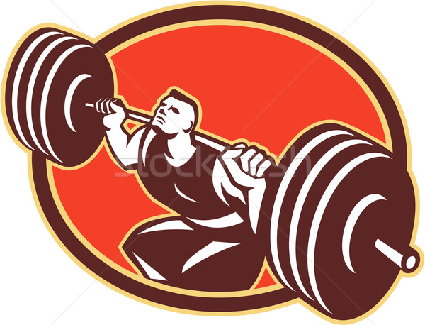 Weightlifter Lifting Barbells Cross-fit Retro Stock photo © patrimonio