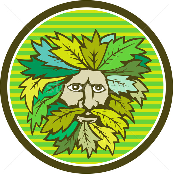 Green Man Foliate Head Circle Retro Stock photo © patrimonio