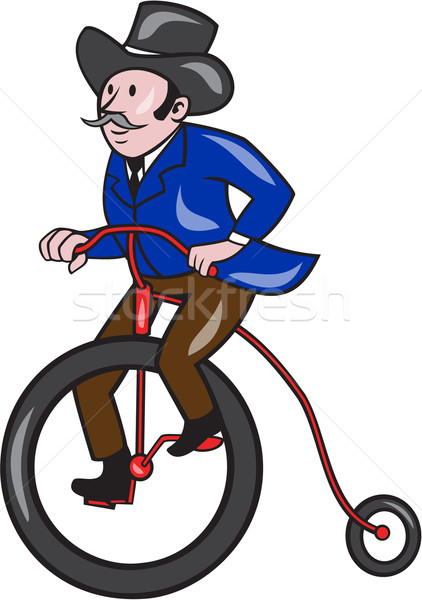 Gentleman Riding Penny-farthing Cartoon Stock photo © patrimonio