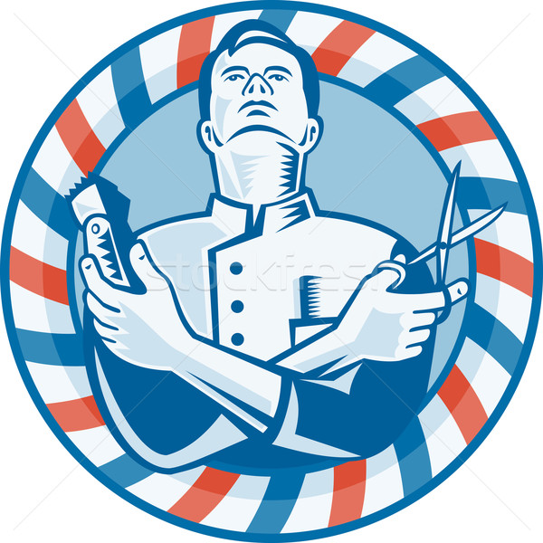 Barber With Clipper Hair Cutter and Scissors Stock photo © patrimonio