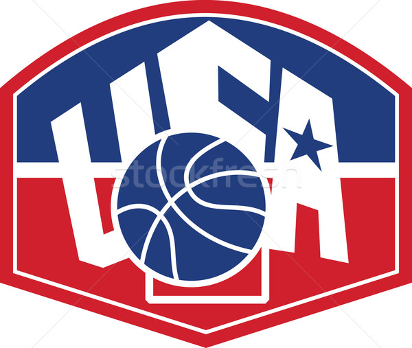 Foto stock: Estados · Unidos · EUA · americano · baloncesto · pelota · escudo