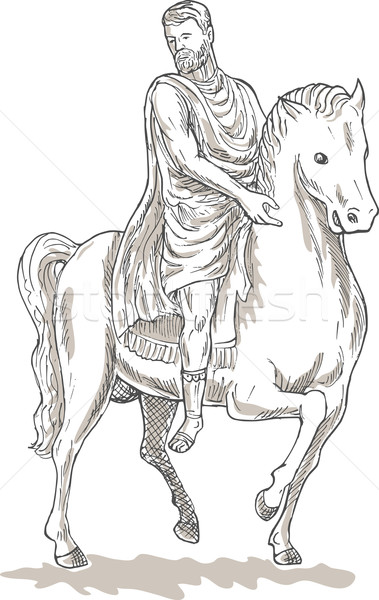 Római császár katona lovaglás ló kéz Stock fotó © patrimonio