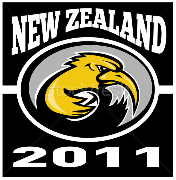 Kiwi rögbi játékos fut labda illusztráció Stock fotó © patrimonio