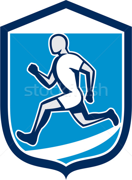 Sprinter Runner Running Shield Retro Stock photo © patrimonio