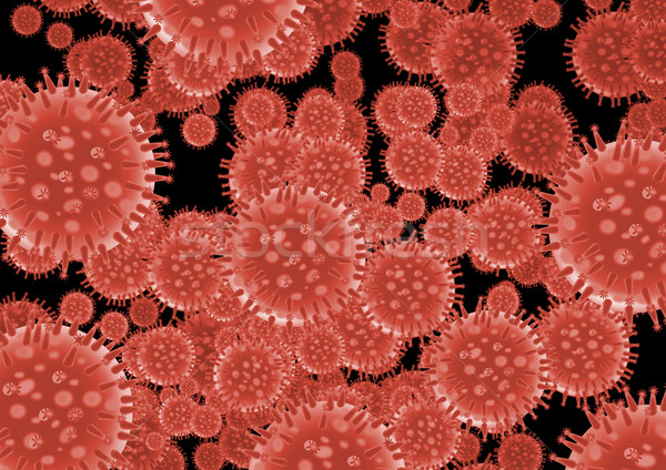 Plenty of red flu viruses structure blurred Stock photo © patrimonio