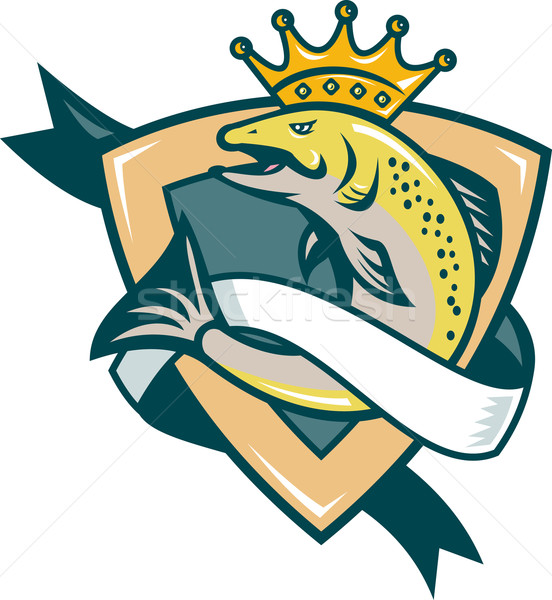 King Salmon Fish Jumping Shield Stock photo © patrimonio