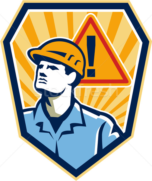 Contractor Construction Worker Caution Sign Retro Stock photo © patrimonio