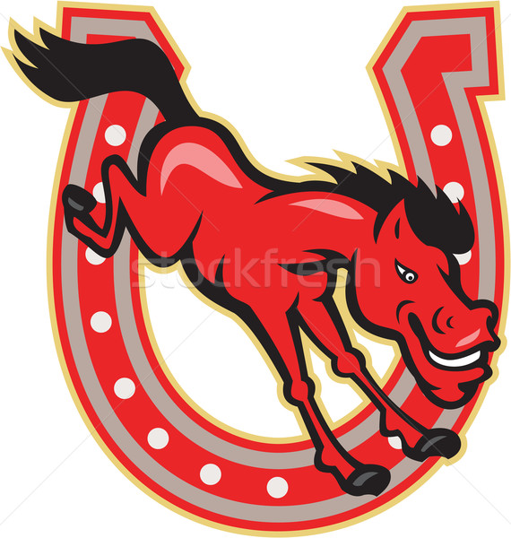 Red Horse Jump Over Horseshoe  Stock photo © patrimonio