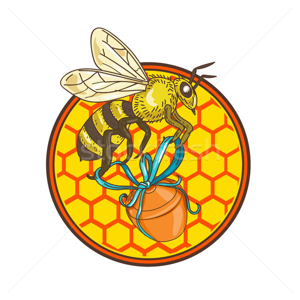 Bumblebee Carrying Honey Pot Beehive Circle Stock photo © patrimonio