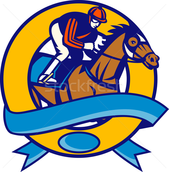 Pferd jockey racing Illustration Set innerhalb Stock foto © patrimonio