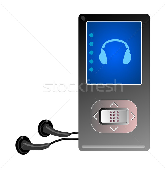 Mp3 schwarz Illustration mP3-Player Kopfhörer isoliert Stock foto © patrimonio