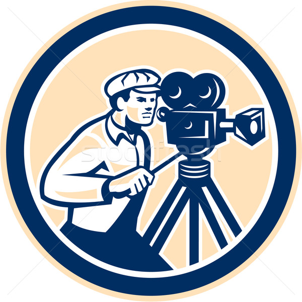 ストックフォト: カメラマン · ヴィンテージ · 映画 · カメラ · サークル · レトロな