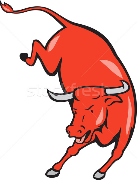 Texas Longhorn Red Bull Jumping Cartoon Stock photo © patrimonio