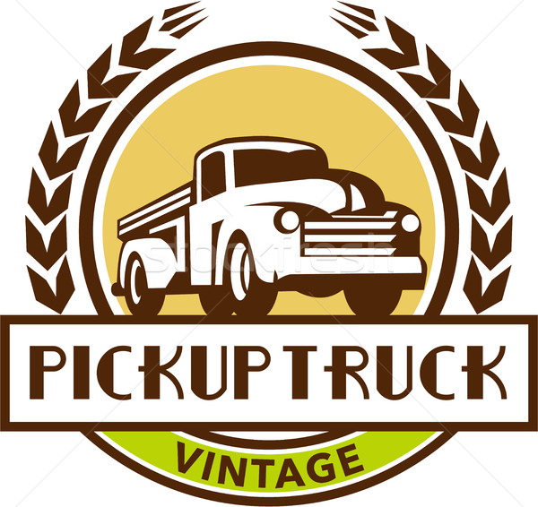 Klasszikus felfelé teherautó kör koszorú retro Stock fotó © patrimonio