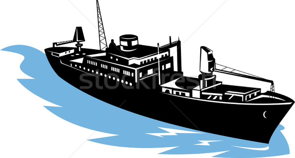 Statek towarowy morza ilustracja odizolowany biały Zdjęcia stock © patrimonio