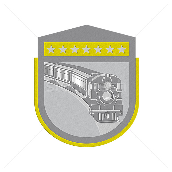 Metálico vapor trem locomotiva retro escudo Foto stock © patrimonio
