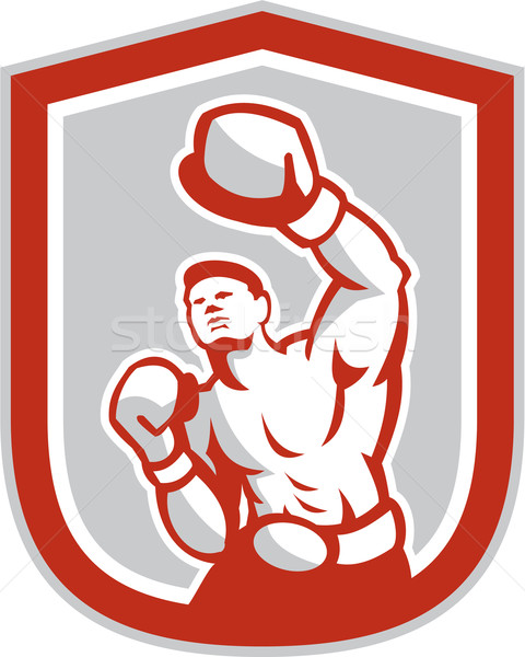Boxer Boxing Punching Jabbing Circle Retro Stock photo © patrimonio