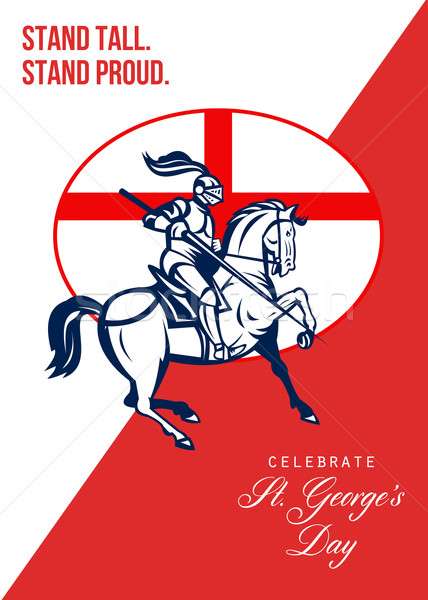Happy St George Day Stand Tall Stand Proud Retro Poster Stock photo © patrimonio