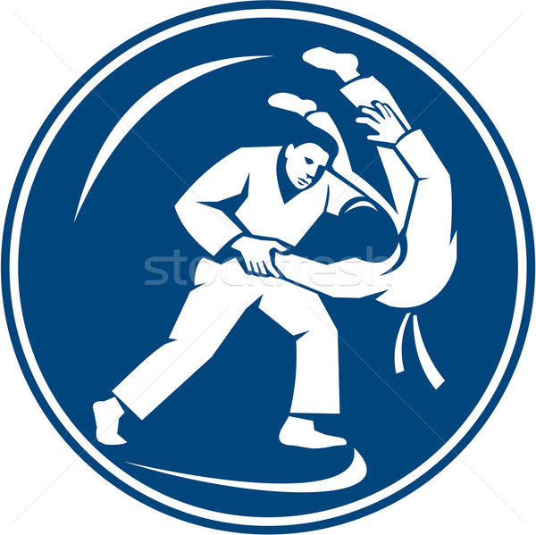 Judo daire ikon örnek ayarlamak içinde Stok fotoğraf © patrimonio