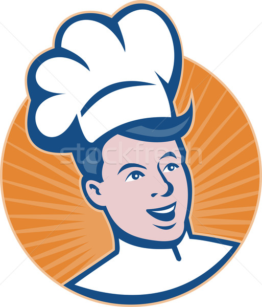 Zdjęcia stock: Kucharz · gotować · piekarz · retro · ilustracja · głowie
