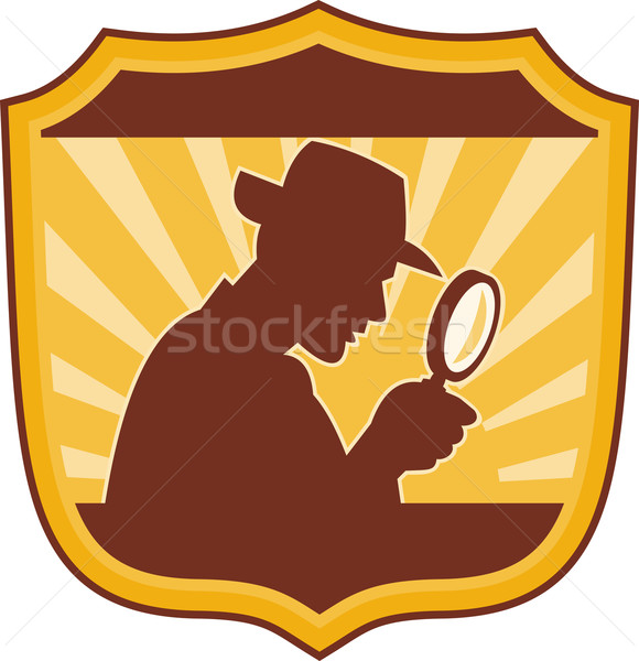 Detektyw lupą ilustracja mężczyzna zestaw wewnątrz Zdjęcia stock © patrimonio