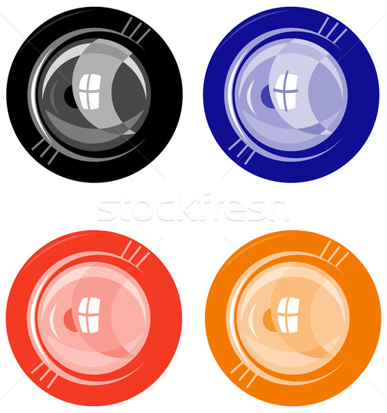 Obiectiv buton ilustrare patru culoare stil retro Imagine de stoc © patrimonio