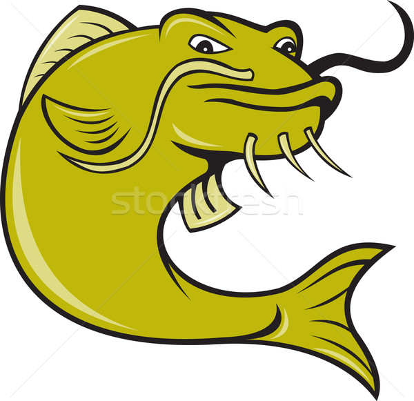 Stock photo: Angry Cartoon Catfish Fish