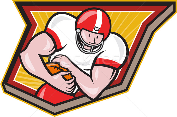 American Football Running Back Run Shield Cartoon Stock photo © patrimonio