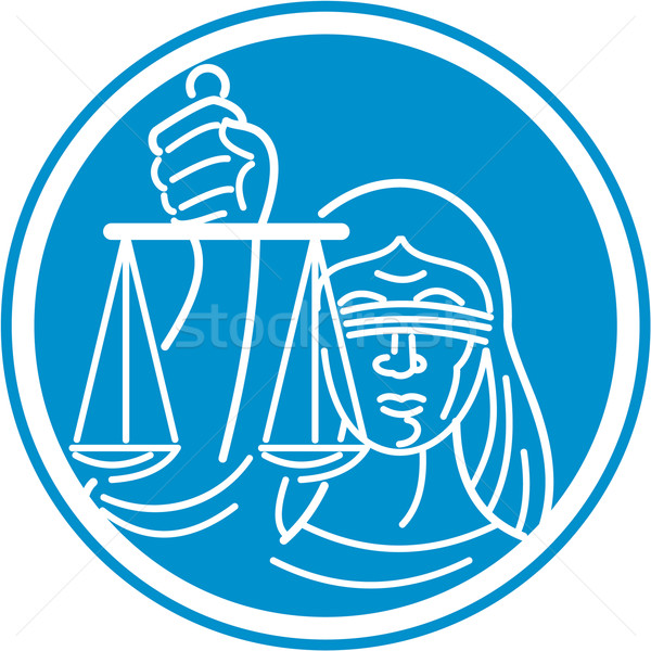 Stock photo: Lady Blindfolded Hold Scales Justice Circle