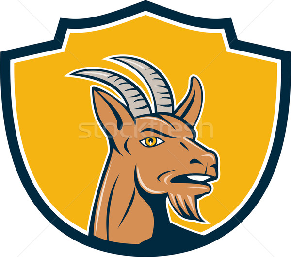 Mountain Goat Head Shield Cartoon Stock photo © patrimonio