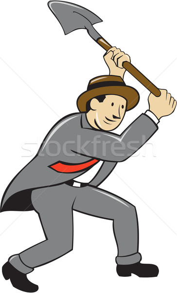 Businessman With Shovel Digging Cartoon Stock photo © patrimonio
