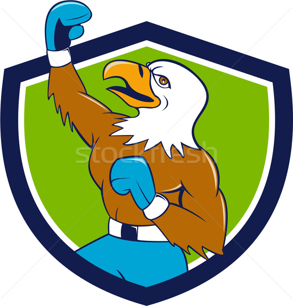 Bald Eagle Boxer Pumping Fist Crest Cartoon Stock photo © patrimonio