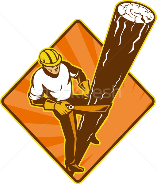 power lineman electrician repairman climbing electric pole Stock photo © patrimonio