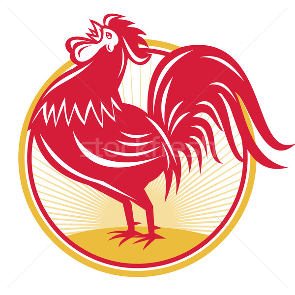 Rooster Cockerel Crowing Retro Stock photo © patrimonio