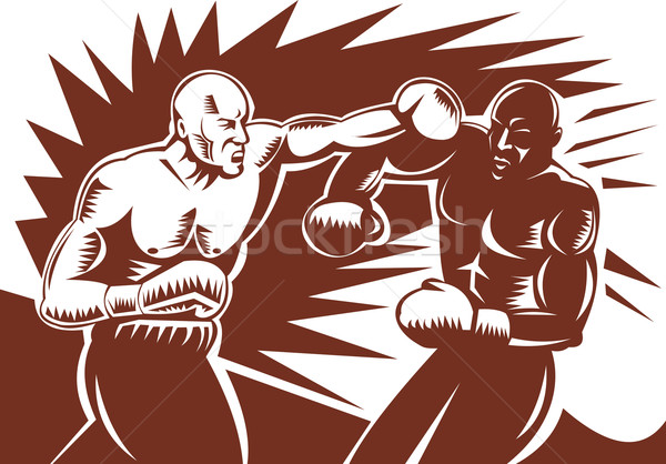 Boxer Illustration Retro-Stil Sport Boxen Stock foto © patrimonio