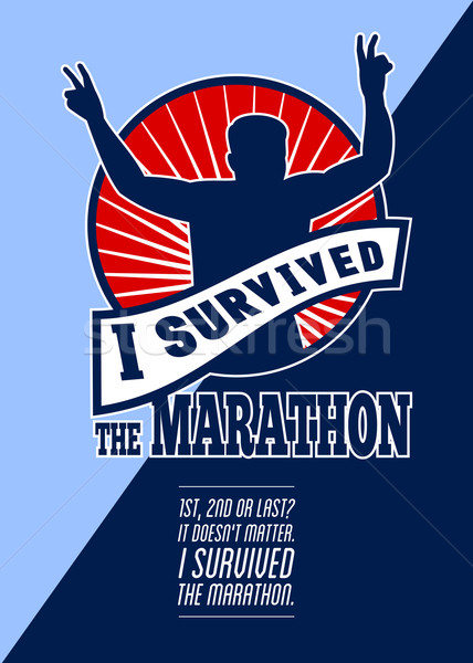 Marathon Runner Survived Poster Retro Stock photo © patrimonio