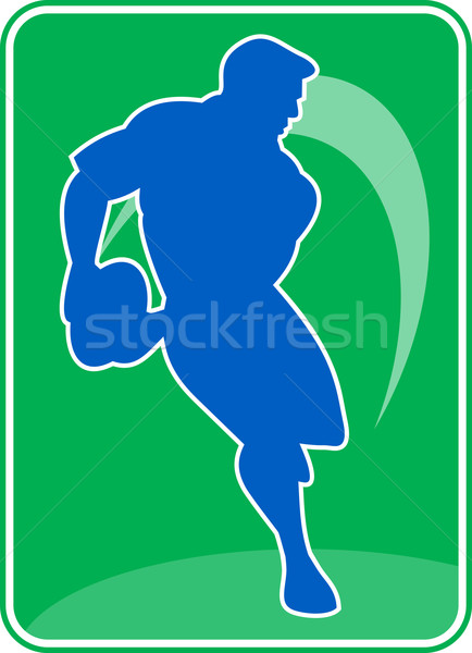Stock photo: rugby player running passing ball