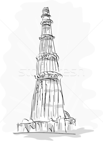 Torre Delhi India dibujado a mano ilustración Foto stock © patrimonio