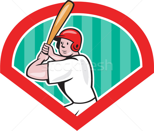 Baseball Player Batting Diamond Cartoon Stock photo © patrimonio